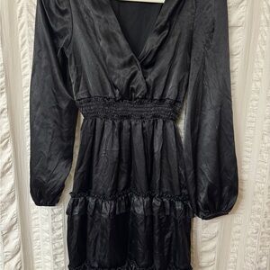 Altar'd State Black Long Sleeve Mini Dress